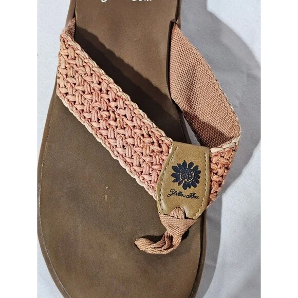 Yellow Box Norit Mellow Mat Flip Flops Brown Woven Straps Women's Size 8 EUC - Picture 6 of 10